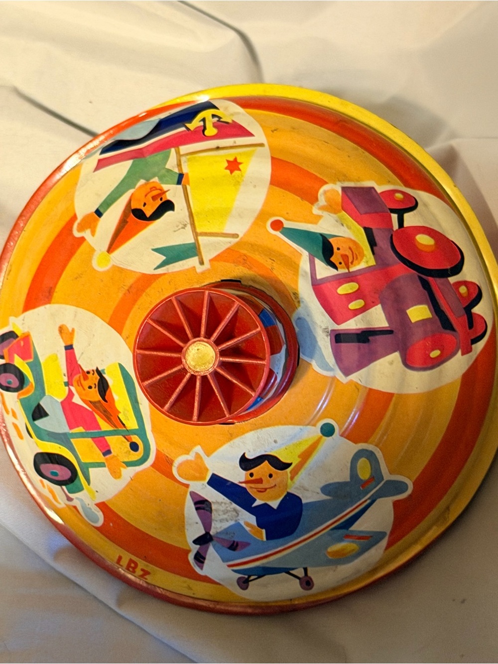 Vintage LBZ Tin Spinning Top Toy Made in Western Germany | Mid Century - Picture 6 of 9